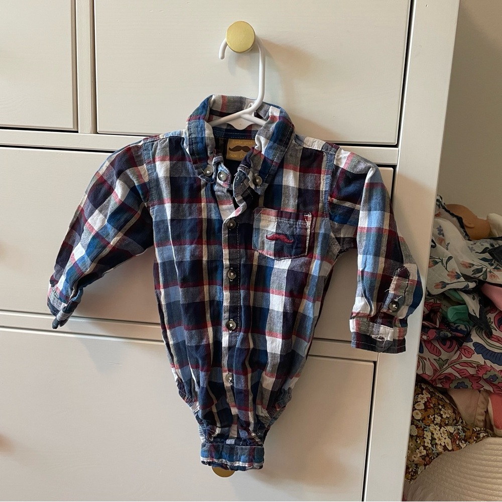 Little Gent Plaid Long Sleeve Bodysuit 6-12 Months
